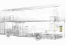 A diagram of a hydrogen-powered bus showing location of Bramble's fuel cell technology