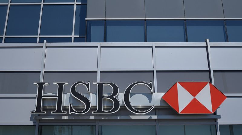 HSBC bank, front of the bank