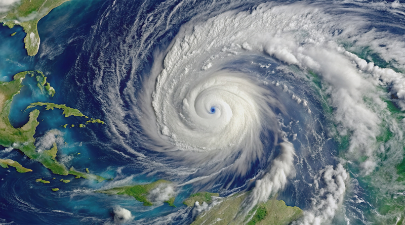 Birds-eye view image of Hurricane Beryl