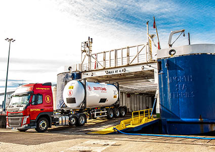 Suttons tanker disembarking from a ferry