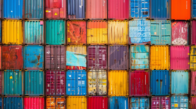 Multiple different coloured storage containers stacked on top of each other to support Russia-Iran trade route article