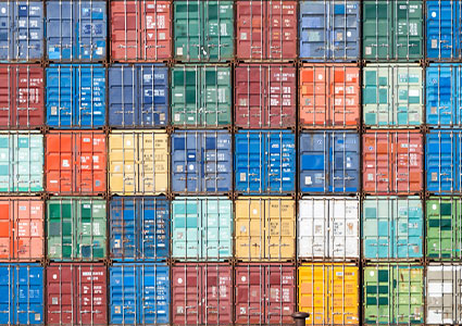 Stacked containers closeup 