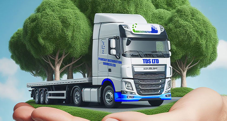 TDS truck in trees on a hand