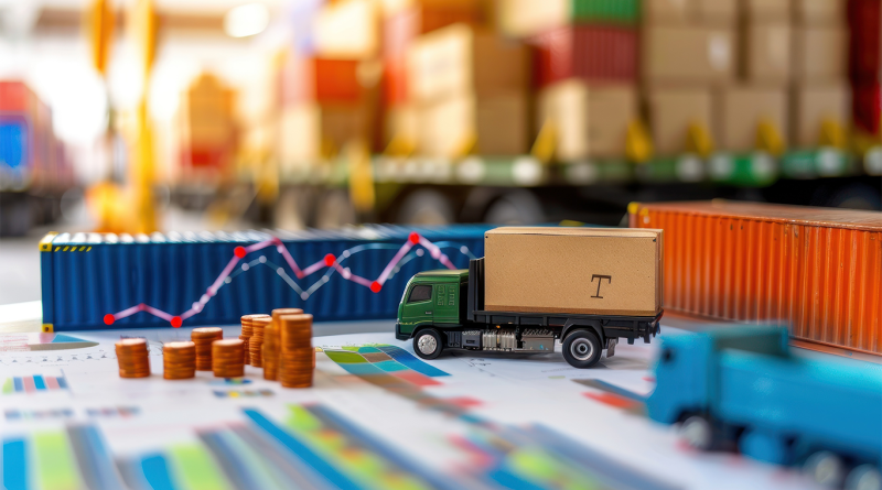 Model trucks and cargo boxes to support transportation and logistics trends article