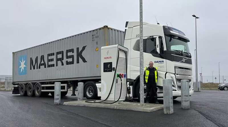 Maersk electric truck in charging station