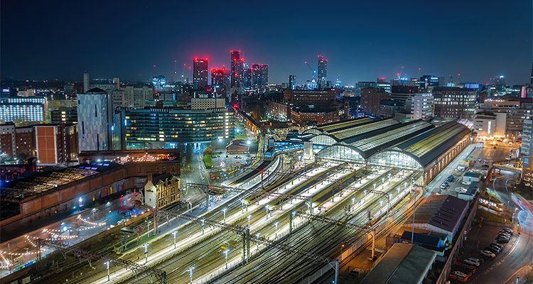 Manchester Piccadilly Station at night