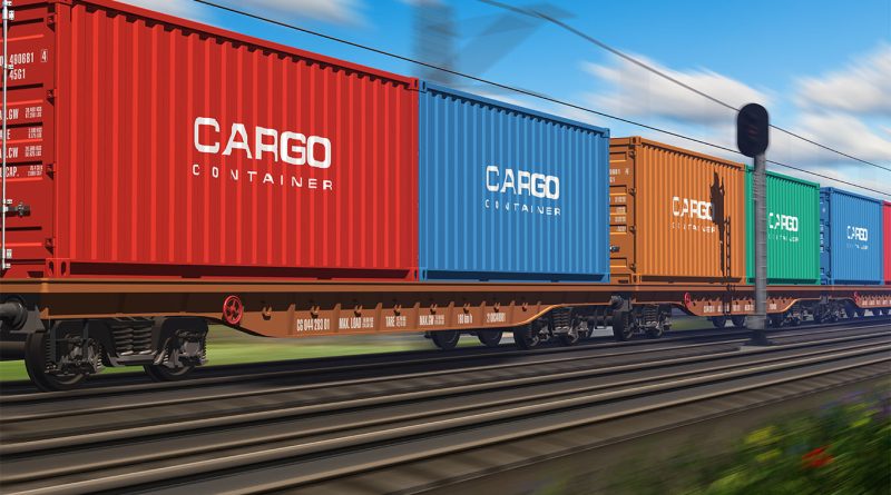 Top 5 Rail Freight Companies in North America Driving Economic Efficiency A modern freight train transporting colorful intermodal cargo containers along a multi-track railway under clear skies, symbolizing efficient rail logistics.