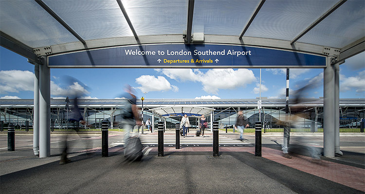 the entrance to the London Southend Airport terminal building