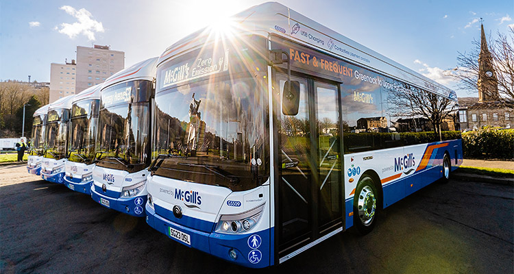 a fleet of McGill's Yutong electric buses