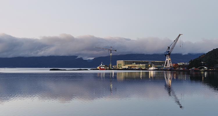 a serene moment at a shipyard in Norway.