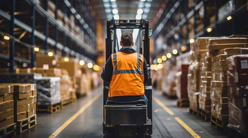 warehouse operator driving forklift for rentals article