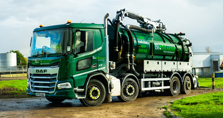 a DAF XD tanker truck operated by BioMarsh Environmental