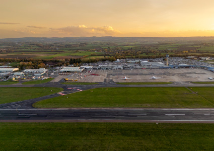 Aerial view of East Midlands Airport