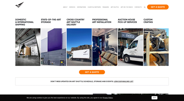 Fine Art Shippers website