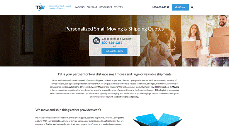 TSI Shipping website
